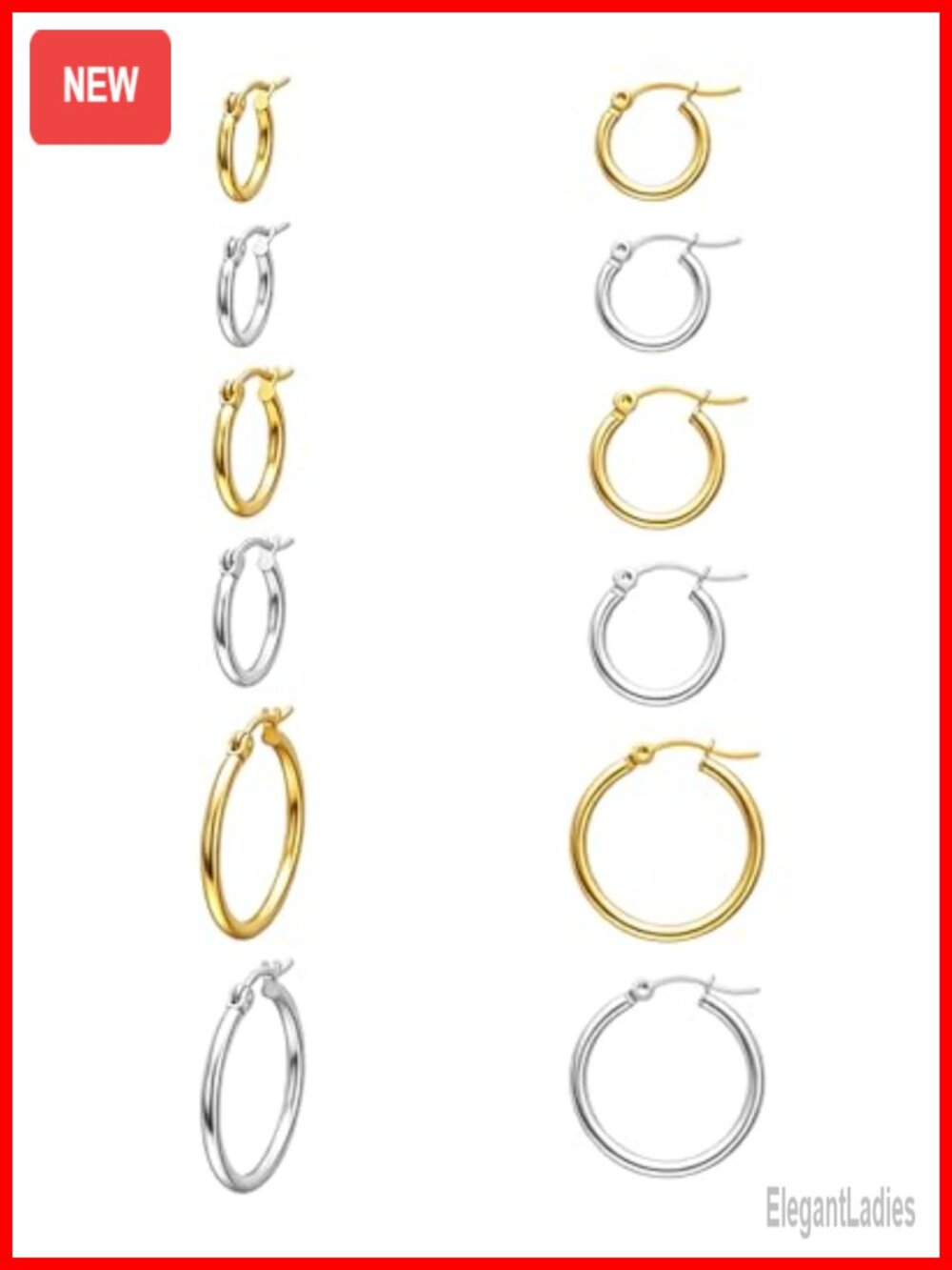 Small Hoop Earrings Set Surgical Steel Gold-Plated Hypoallergenic Huggie